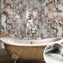 Vintage Foxed Silver Rusts Antique Chrome Reflective Style Wallpaper, Grunge Peel and Stick Contact Paper for Wall Furniture Vanity Dresser Home Decor, 45.28"x59.06"