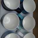 Porcelain Coffee Mugs Set of 6, 13 Ounce Coffee Cups with Handle, Ceramic Tea Mugs for Latte, Hot Tea, Cappuccino, Mocha, Cocoa, Blue Assorted Colors Mug Gift Set, Dishwasher and Microwave Safe