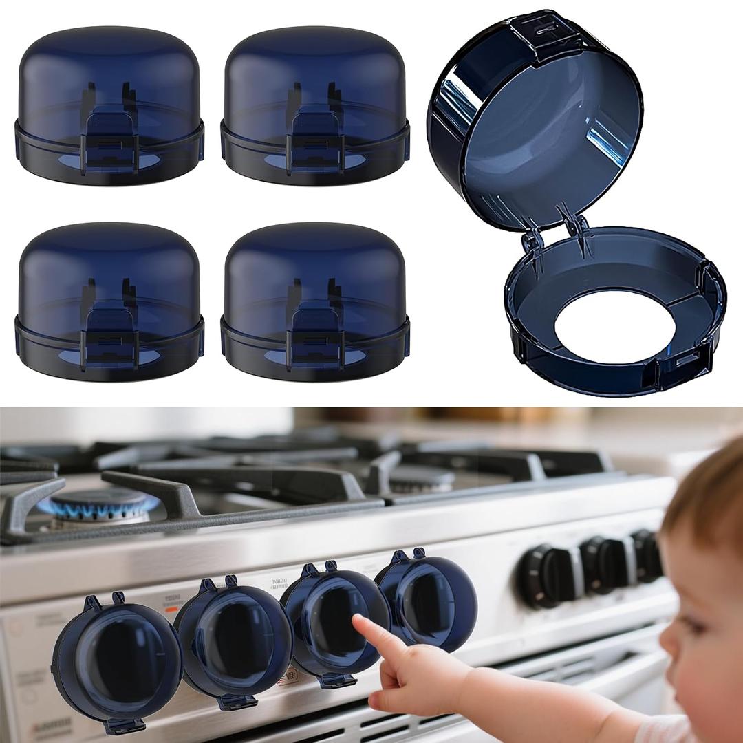 Child Safety Stove Knob Covers Fits knobs Under 1.56 inches in Diameter and 2.1 inches in Height Waterproof, Oil-Resistant, and Heat-Resistant (5-Pack) (5 PCS Black)