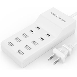 USB Charging Station for Multiple Devices USB Wall Charger Power Hub Strip Smart Plug Charging Dock Charge Block 4 Type C Ports Compatible with iPhone 15,iPod,Galaxy S Smart Phones, A18-3