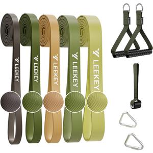 LEEKEY Resistance Bands, Exercise Bands with Handles,Pull Up Assist Bands - Band Set with Door Anchor - Bands for Working Out,Band for Men and Women Fitness Training,Home Workouts (5-125LBS GREEN WITH HANDLE)
