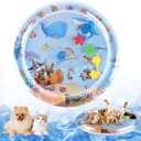 Cat Water Bed Play Mat, Cat Water Mat with Fish, Water Sensory Play Mat for Cats, 39 In/40 in Pet Sleeping Mats for Summer, Interactive Cats Toy for Indoor Play (Shark 20 in)