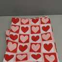 Valentine's Day Rectangle Tablecloth Red Pink Heart Fabric Table Cloth Washable Table Cover for Wedding Anniversary Holiday Picnic, 60 x 104 Inch