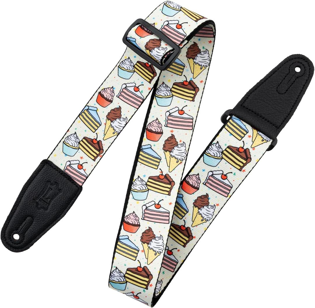 Levy's Leathers Tasty Grooves Series 2" Wide Polyester Guitar Strap with Adjustable Length (Black)