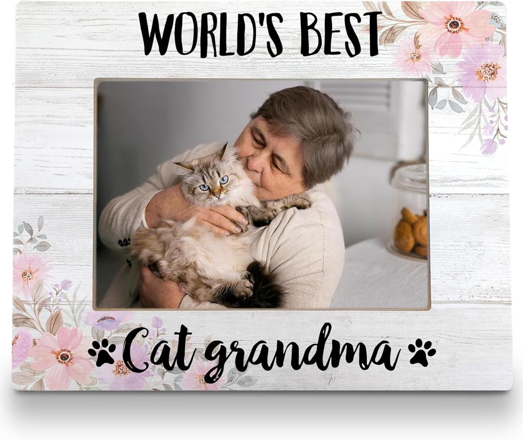Cat Grandma Picture Frame 8x10, Cat Picture Frame for Grandma, Gifts for CatLover, Gifts for CatsGrandmas Mothers Day from Grandson Granddaughter, World's Best Cat Grandma Photo Frame 5X7