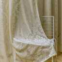 Grommet Damask Velvet Devore Jacquard Semi Sheer Window Treatment Curtain Panel for Living Room Bedroom Curtain Panel, 1 Panel (Damask-Beige, W52 x H96 Inches)