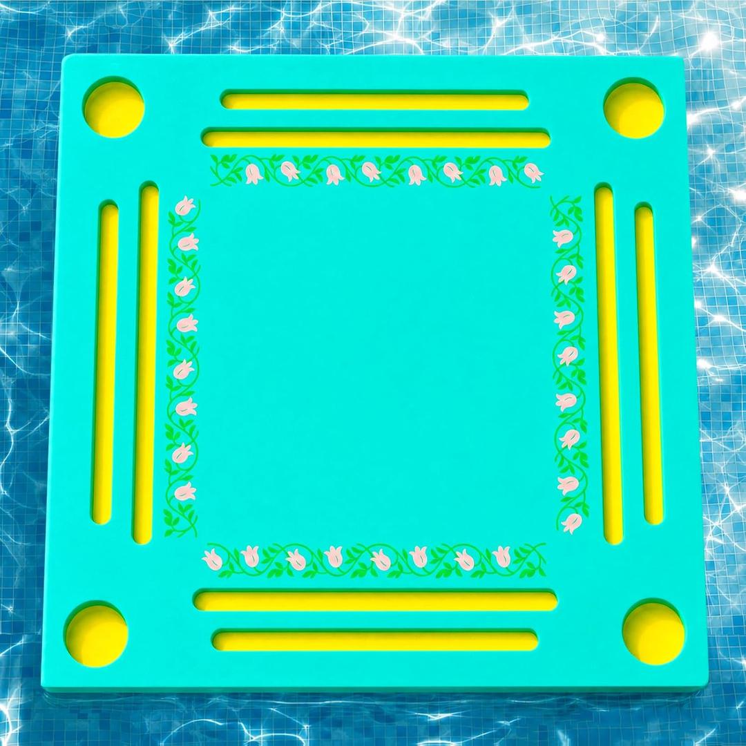 Floating Mahjong Table for Pool - Double-Sided Water Game Tray with Mahjong & Poker Card Playing Surfaces, Swimming Pool and Hot Tub Floating Board for Adults, Lake, Beach