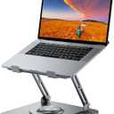 Laptop Stand for Desk, Adjustable Computer Stand with 360 Rotating Base, Ergonomic Laptop Riser for Collaborative Work, Foldable & Portable Laptop Stand, fits for All 10-16" Laptops (Grey)