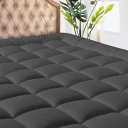 MATBEBY King Size Mattress Pad - Cooling Breathable Mattress Topper, Quilted Fitted Mattress Protector, Pillow Top Mattress Cover with 8-21" Deep Pocket, Machine Washable, Dark Grey, 78x80 Inches