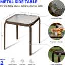 Bronze Metal Outdoor Side Table with Tempered Glass Top Set of 2 Elegant Small 16" Square Patio Table Durable Weather-Resistant Coffee Bistro Accent End Table for Outside and Garden