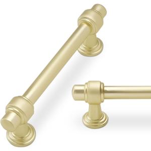 10 Pack 3.75 inch Brushed Brass Kitchen Cabinet Handles Cabinet Pulls Gold Drawer Pulls Kitchen Cabinet Hardware Handles Dresser Handles