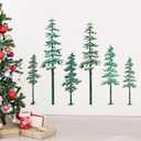 Large Pine Tree Wall Decal Big Pine Trees Wall Stickers Watercolor Green Tree Wall Sticker Winter Forest Plants Wall Decals Xmas Woodland Trees Stickers for Bedroom Nursery Living Room