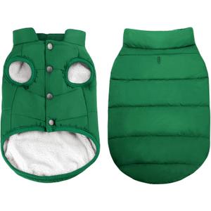 ASENKU Dog Winter Coat - Waterproof Windproof Dog Jacket, Warm Snowproof Doggie Puffer Vest for Cold Weather, Lightweight Snow Coats for Small Medium Large Dogs (L, Green)