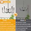 Black Chandelier, 6-Light Farmhouse Chandelier for Dining Room Lighting Fixtures Hanging, Dining Light Fixtures Industrial Modern Chandelier for Bedroom, Foyer, Hall, Kitchen, Living Room and Entryway