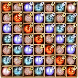 49PCS Mini Christmas Balls Ornaments Set - 3cm/1.18 Small Christmas Tree Ornaments for Mini Tree Decorations, Shatterproof Hanging Ball Bulk for Xmas Holiday Wreath Decor