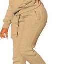 Women's Sweatsuits Sets 2 Piece Outfits Drawstring Hoodies Stacked Jogger Sweatpants Tracksuits Casual Set (Beige, S)