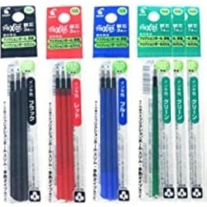 Pilot Gel Ink Refills for FriXion Ball 4 Gel Ink Multi Pen, 0.5mm, Black/Blue/Red/Green Ink, 6 Packs 12 refills total Value Set