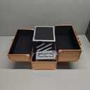 FRENESSA Makeup Case 11.8 Inch Makeup Organizer Case Large Cosmetic Box with Mirror Portable 3 Trays Travel Storage Box for Make Up Nail Tech Kits Cosmetology Case 3D Rose Gold Floral