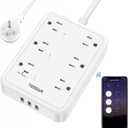 Smart Power Strip, TESSAN WiFi Flat Plug Strip with 3 Smart Outlets and 3 USB Ports, 6 Feet Extension Cord, Only 2.4 GHz Wi-Fi, Compatible with Alexa and Google Home, White