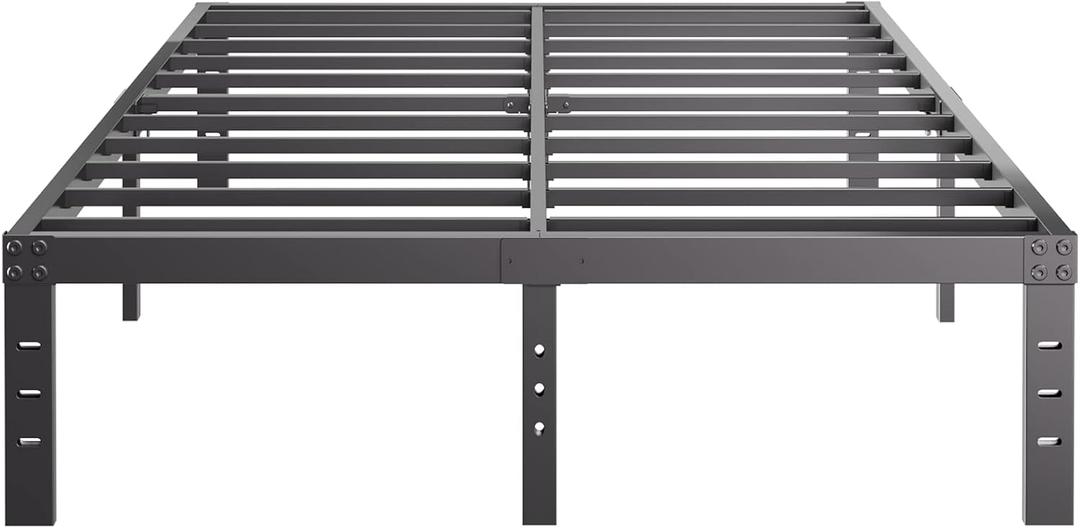 COMASACH Queen-Size Metal Bed-Frame No Box-Spring Needed,12-Inch Noise Free Black Platform-Bed Base, Easy Assembly, Heavy Duty Steel Slat Support Non Slip Mattress Foundation