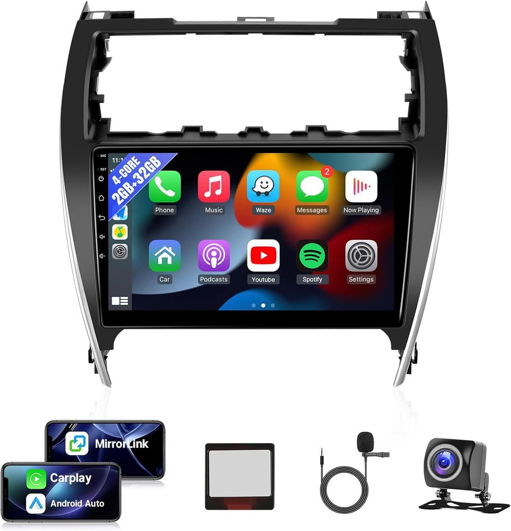 Leadfan Car Radio Stereo for Toyota Camry 2012 2013 2014 (Fit Large Screen or J.B.L) 10.1" Touch Screen Head Unit for Camry Apple CarPlay Android Auto GPS Navigation Bluetooth FM SWC+Backup Camera