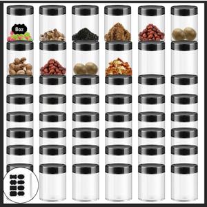 8oz Clear Plastic Jars With Lids, Airtight Container for Food Storage, Clear Plastic Jars Ideal For Dry Food, Peanut Butter, Honey Jam,Cosmetics, Cream, Bathroom and Storage(set of48)
