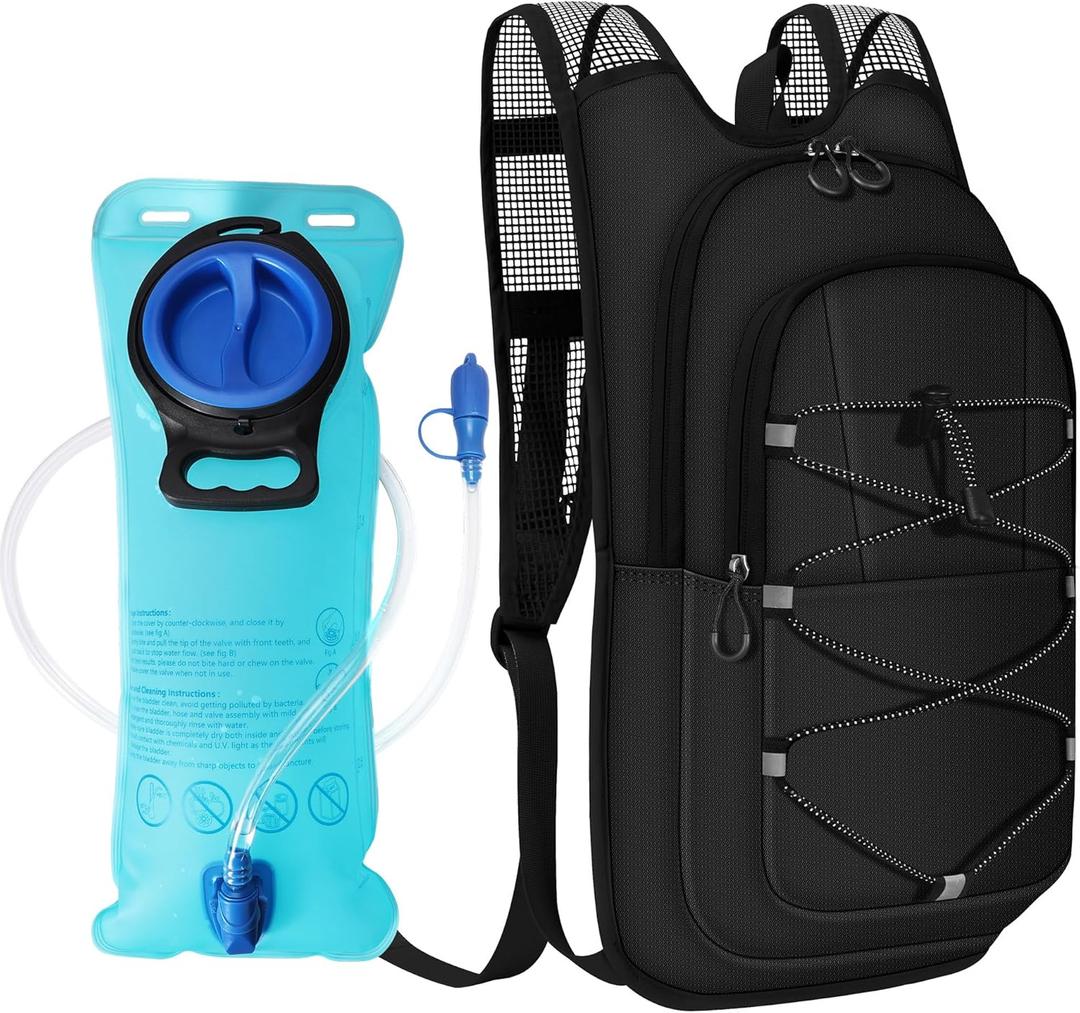 Hydration Backpack - Lightweight Water Backpack with 2L Water Bladder Bag, Running Hydration Vest Backpack for Men Women, Hydration Pack for Hiking, Cycling, Climbing MIYCOO (10L, Black)