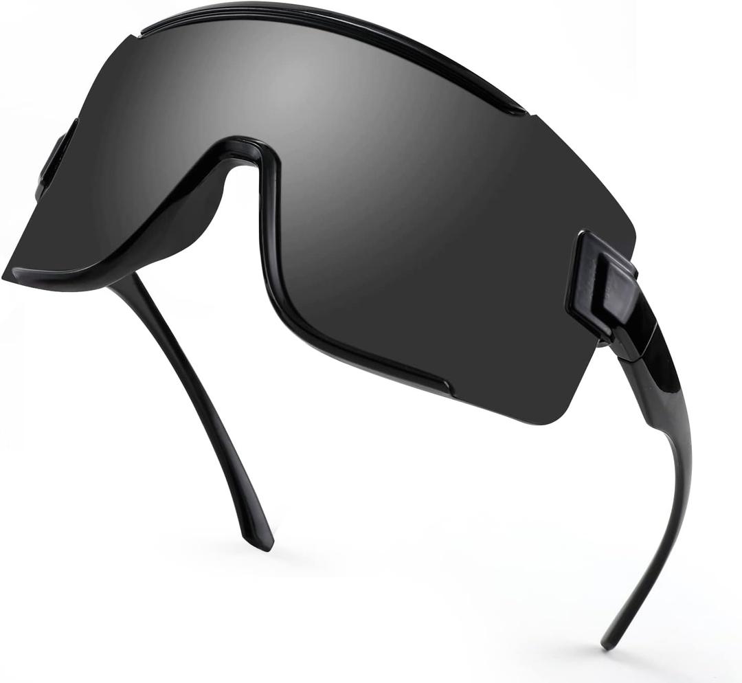 Karsaer Vision Big Shield Wraparound Sunglasses Rave for Men Women Neon Sun Visor Glasses Cycling Ski Shades 80s 90s
