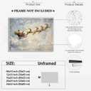Vintage Santa Claus and Reindeer Wall Art - Christmas Farmhouse Holiday Print Rustic Christmas Decor Abstract Festive Canvas Art Poster for Gallery Living Room Bathroom 8x10inch Unframed (10L" x 8W")
