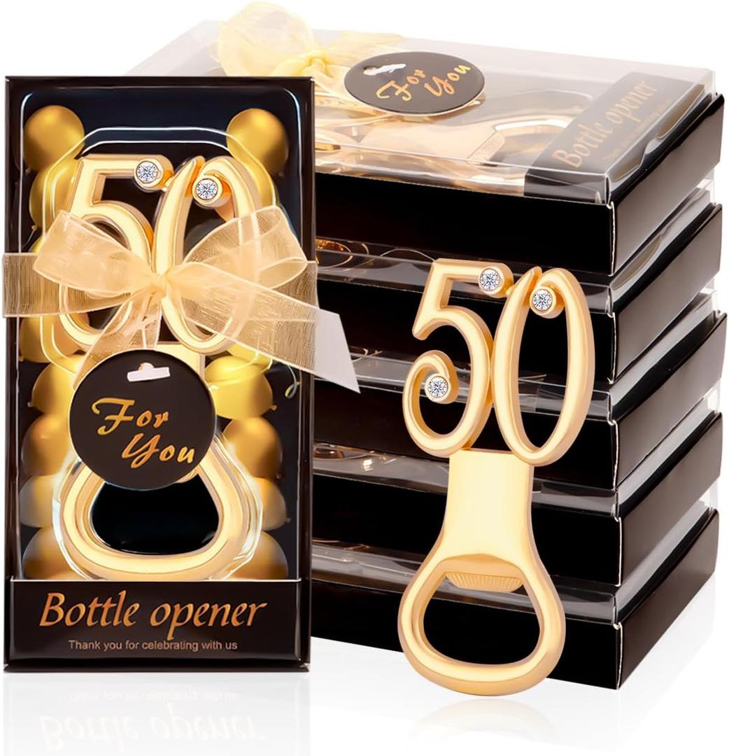 24PCS Gold Zinc Alloy Bottle Opener for 50th Birthday Party Favors & Decorations