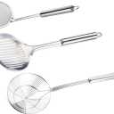 Tenta tenta kitchen Solid Stainless Steel Spider Strainer Skimmer Ladle for Cooking and Frying, Kitchen Utensils Wire Strainer Pasta Strainer Spoon Hot Pot Fat Skimmer Spoon, Set of 3