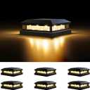 Solar Post Cap Lights Outdoor 6 Packs, Waterproof Solar Powered Deck Post lights for 4x4 4.5x4.5 5x5 Wooden/Vinyl, Black Fence Lights with 16LEDs Warm White/Cool White for Outdoor Decoration