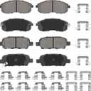 Front & Rear Ceramic Brake Pads Set Compatible with: Nissan Altima 2002-2013, for Sentra 2007-2017 (4-Wheel Disc Brakes), for 350Z 2003-2005 (Models with Single Piston Caliper), for Juke 2011-2017;