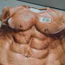 uideazone Mens Short Sleeve T-Shirt Casual 3D Creative Print Crewneck Graphic Tees (Medium, Abs Muscle Brown)