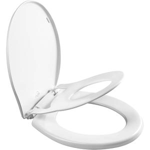 Little2Big Toilet Seat with Built-In Potty Training Seat, Slow Close, Durable Plastic, Made in USA, ROUND, White