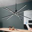 Modern Sputnik Chandelier Ceiling Black LED Pendant Light with Remote 70W Chandeliers Dining Room Light Fixtures Over Table Dimmable for Living Room Kitchen Bedroom (39.4 in, 3000K-6000K)