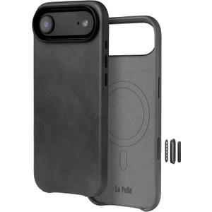 Handcrafted Premium Italian Leather Case for iPhone 17 Air - [Built-in Camera Control] - Compatible with Magsafe - Two-Tone Effect with Unique Patina Over Time - Black