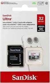 SanDisk Ultra 32GB microSDHC UHS-I Card with Adapter, Silver, Standard Packaging (SDSQUNC-032G-GN6MA)