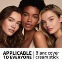 Cover Cream Stick, Color Changing Foundation Stick, Skin Matching Cover Cream with Medium to Full Coverage Dewy Finish Base Makeup, Dual-Ended with Detachable Brush (Fair)