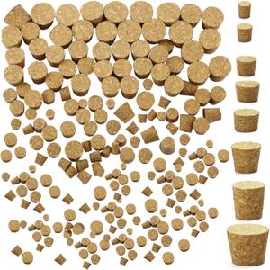 120 Pcs 8 Sizes Tapered Cork Stoppers Wooden Wine Bottle Stopper Tapered Cork Glass Bottle Plugs Natural Soft Wood Crafts Replacement Plugs for Wine Beer Liquor Container, DIY Craft