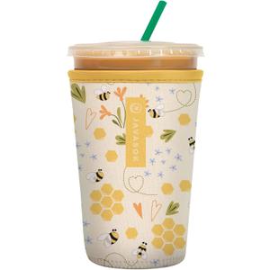 Sok It JavaSok Iced Coffee & Cold Soda Insulated Neoprene Cup Sleeve (Honeycomb Buzz, Medium: 22-28oz)