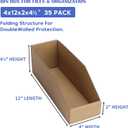 EXYGLO Cardboard Storage Bins 35 Pack, 12x4x4.5 Inch Cardboard Boxes, Corrugated Organizer Bins for Pantry, Shelves, Garage, Office, Shop, Brown