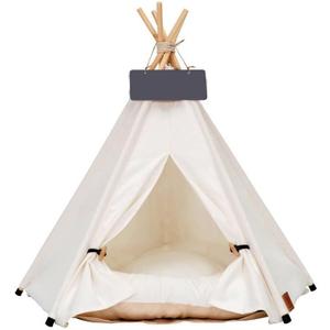Dog Teepee Bed Cat Tent Portable Houses Pet Puppy with Thick Cushion (L:Size fits 15kg/33lbs (Pets))