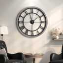 Cuspin 30 Inch Large Wall Clock for Living Room Decor, Modern Wood Decorative Wall Clocks with Solid Wooden Frame, Battery Operated Silent Non-Ticking Clock - Roman Numerals