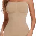 JOYSHAPER Strapless Shapewear Tank Top for Women Tummy Control Shapewear Camisole Compression Tube Top Long Bandeau Shaper (Large, Nude)