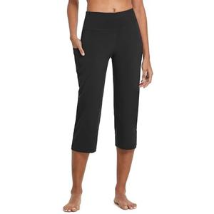 baleaf Womens Yoga Capri Pants High Waist Capri Leggings with Pockets Wide Leg Crop Exercise Workout Summer Pants M