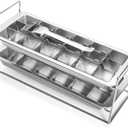 Stainless Steel Ice Cube Tray 2 Pack, 36 Large Cube Slots. Plastic Free Eco Friendly Freezer Mold W/Easy Release Lever. Stackable Retro Inspired Old Fashioned Vintage Ice-Making