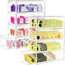 2 Pack Drink Packet Organizer, Acrylic Drink Mix Holder with 4 Clear Drawers Water Flavor Packets Container for Kitchen Pantry Home Organization (2 Pack)