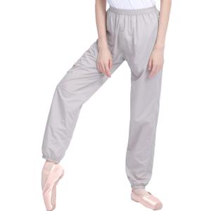 Daydance Teen Girls Women Ballet Ripstop Pants Lightweight Intensity Nylon Perspiration Trousers for Dance (Small, Gray)