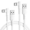 Basesailor Car Carplay Cable for iPhone 16 15 Pro Max,USB to USB C Cable,Right Angle Type C Charging Power Cord for AirPods 4,iPad 10 Air 5 Mini 7 6,Note 21 20 10,S25 S24 S23 S22 Ultra,3.3FT/2Pack (3.3FT/1M, White)